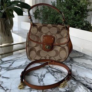 Coach Willis Legacy Tan 70th Anniversary Canvas w/ Leather Trim Crossbody